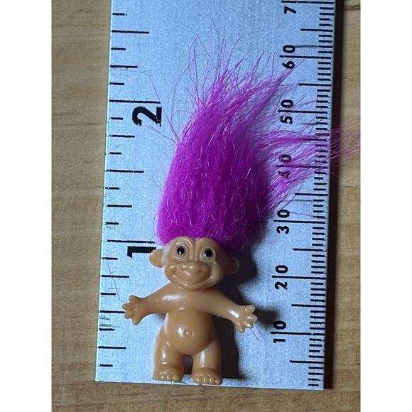 2 Vintage Russ 1" Miniature TROLLS. Orange & Purple Hair. Small Mini - Picture 4 of 5